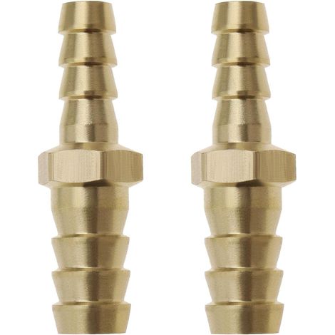 Set of 2 brass hose fittings - Straight fitting - 12 mm to 10 mm - For water, gas, oil, boat, air hose (1/5)