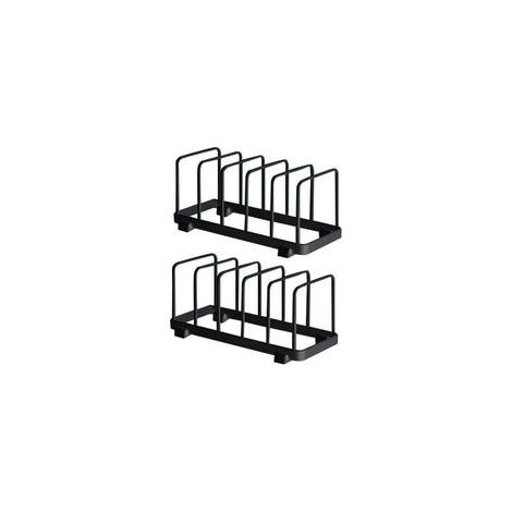Tellerorganizer, Abtropfgestell, Tellerhalter, Tellerregal-Organizer, Schneidebrettaufbewahrung für Küchenarbeitsplatte und Schrank (Schwarz, 2 Stück) - Crezuo (1/4)