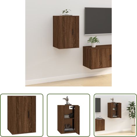 vidaXL Holzschrank - TV-Wandschrank Braun Eichen-Optik 40x34,5x60 cm (1/5)