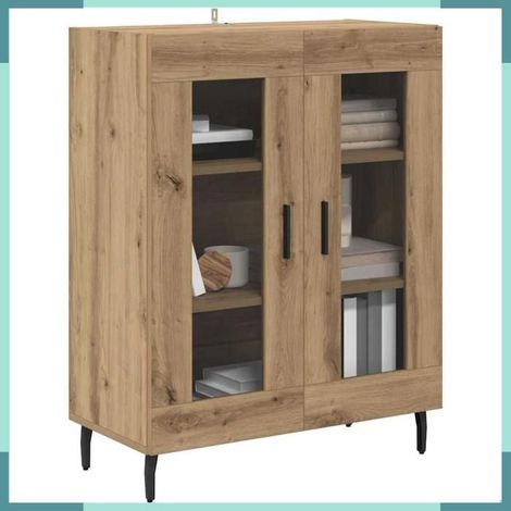 887205 Meuble Bas Buffet 69,5x34x90cm Bois d'ingénierie Chêne Artisanal 2 Portes Rangement (1/5)