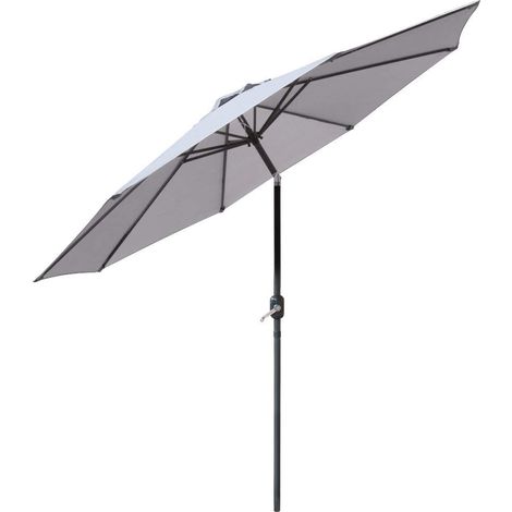 2.7m Round Garden Parasol Outdoor Patio Sun Shade Umbrella with Tilt Crank UV protection - Grey