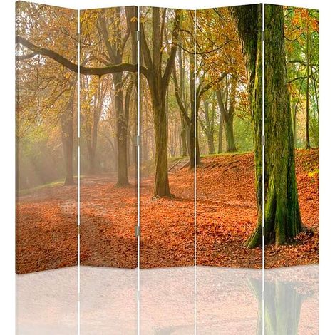 Paravent Décoratif Forêt Automnale pour Ambiance Chaleureuse - 180 x 150 cm - 2 faces R° V° + rotation 360° (1/5)