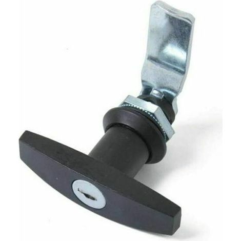 Serrure à poignée en T avec clé, serrure de porte de remorque en alliage d'aluminium, serrure universelle à poignée en T pour caravanes, noire (1/5)