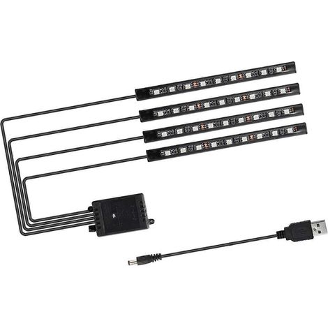 Bande lumineuse LED universelle pour l'intérieur des voitures, avec télécommande, 36 LED, éclairage décoratif pour le sol du véhicule, connexion USB