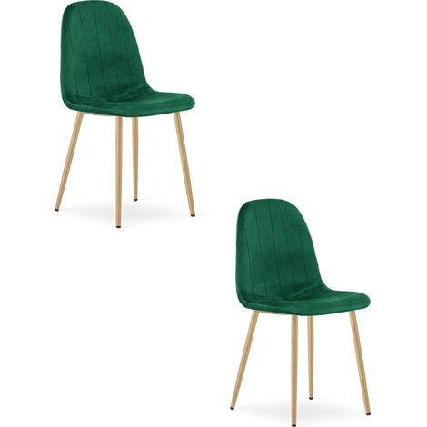 Chaise - leobert - padva - velours vertpieds chene - 445 x 53 x 87 cm - lot de 2 211770288 (1/5)