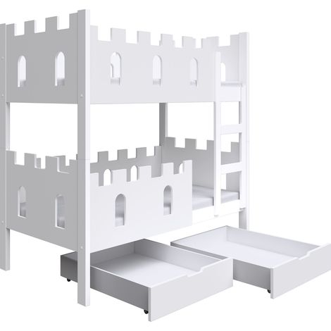 Selsey Castelo - Lit superposé avec matelas - 75x180 cm - Blanc (1/5)