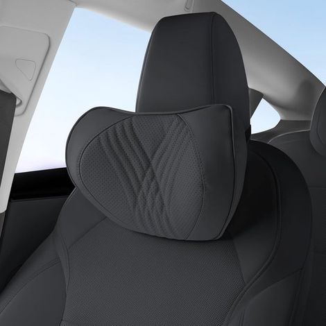 Kopfstützen- und Nackenstützkissen, weiches Kopfstützenkissen aus Memory-Schaum, Autokissen zur Nackenstütze, atmungsaktive Auto-Kopfstütze, weiche Nackenstütze, schwarz. (1/3)