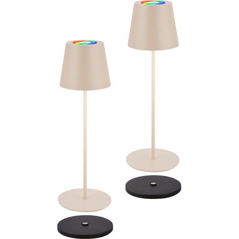 RGBW LED Tischleuchte kabellos IP44 Akku Tischlampe Ladestation Dimmbar Touch (1/5)