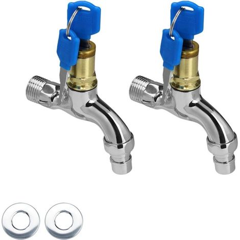 2 Pièces Robinet Verrouillable, Serrure Robinet Exterieur, Robinet D'eau Verrouillable, Robinet D'eau Verrouillable pour Utilisation Dans les Jardins et Potagers (1/4)