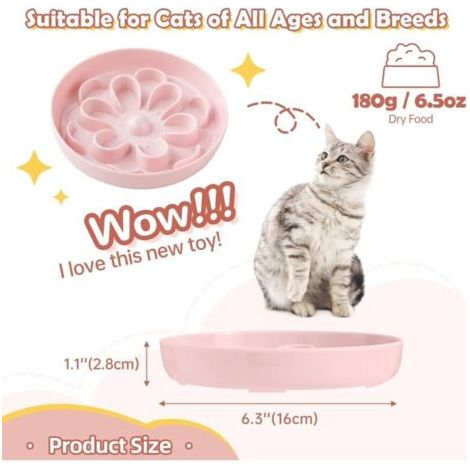 ALLIANDISGamelle Slow Food pour chat - Gamelle en mélamine pour nourriture sèche et humide - Adorable labyrinthe pour chat - Gamelle interactive amusante pour chat - Lavable au lave-vaisselle - 16 x 2 (1/3)