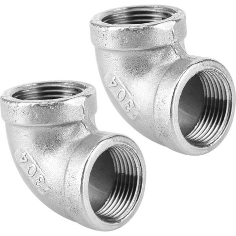 Raccord Coude Fileté - Acier Inoxydable G3/4in - Pour Gaz Eau Huile - Lot De 2 Pièces (1/5)