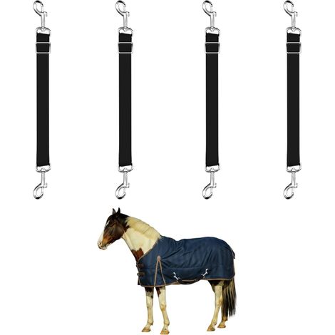 lot de 4 sangles de cuisse, élastiques réglables, boucles métalliques, rotation 360°, pour couvertures de cheval (1/5)