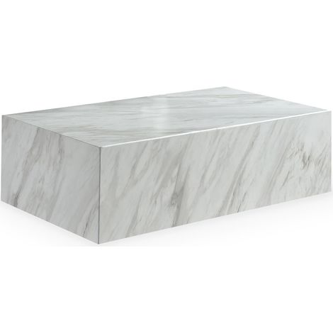 Mobilier Deco – Table basse rectangulaire marbre d'ingénierie blanc – Dimensions 120x60cm – Design moderne pour salon – Surface résistante aux rayures (1/5)