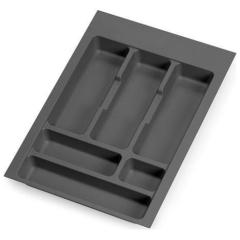 Emuca – Range couverts gris anthracite 32,2 x 47,3 cm – Pour tiroirs 400 mm de large – Plastique durable – Optimise l'espace de rangement