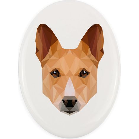 Basenji, Basendżi, Perro del Congo: un plato geométrico con una foto e inscripción de Art-Dog (1/4)
