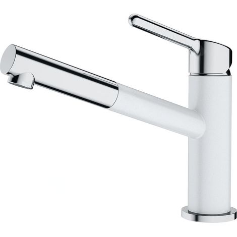 Franke Orbit - Mitigeur d'évier FC 3055.094 avec douchette extractible, chrome / blanc-glace 115.0623.139 (1/2)