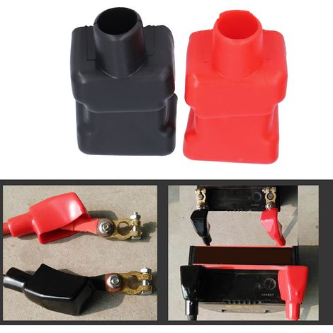 2 pièces Capuchons de Protection Universels pour Bornes de Batterie, Covers en Caoutchouc pour Bornes Positives et Négatives, Accessoires Auto (1/5)