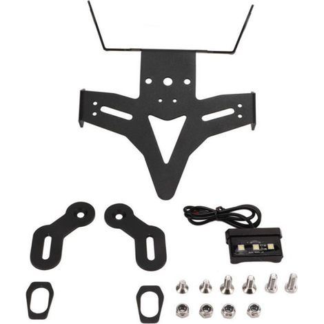 Support Plaque Immatriculation Moto - LED Arrière - Compatible CB650R CBR650R 2021+ - Acier Carbone - 3 LED - 1 Pièce (1/4)