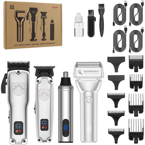 4-in-1-Profi-Mann-Knipstoolkit: Schneidmesser, Trimmer, Neuhaartrimmer, T-Kop, intelligente digitale Schere
