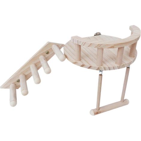 Hamster-Kletterplattform aus Naturholz, Spielplatzleiter, Schaukel, Sitzstange, Spielzeug