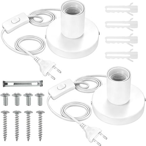 Douille E27 avec Interrupteur et Câble 1,8m, Pied de Lampe de Table Prise Européenne, Décoration Éclairage Chambre Salon Lampe de Bureau (1/5)