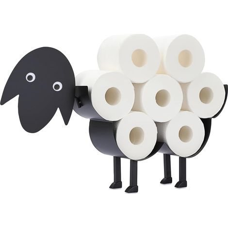 Toilettenpapierhalter aus Metall, schafförmig, Papieraufbewahrung für das Badezimmer (Schwarz) (1/5)
