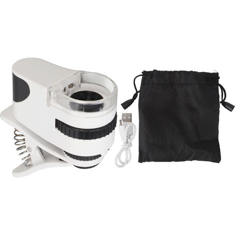 Lentille Clip-On avec Éclairage LED UV 50X Loupe Universelle pour Smartphones, Microscope Zoom pour Bijoux (1/5)