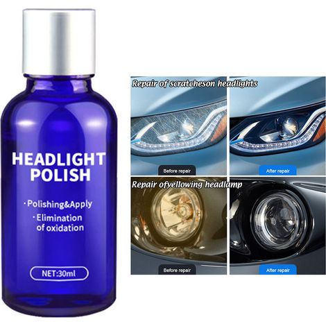 Kit de rénovation optiques de phares voiture 30ml, liquide polissage restauration durable, fluide réparation anti-jaunissement, traitement céramique éclat, coffret entretien auto (1/5)