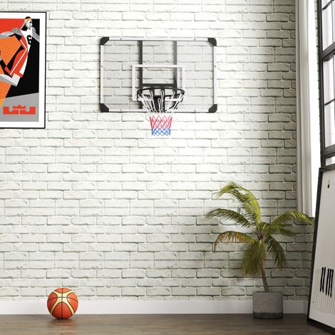 Panier de basket mural avec panneau, filet et structure en acier, 113 x 61 x 73 cm, noir, OKWISH (1/5)