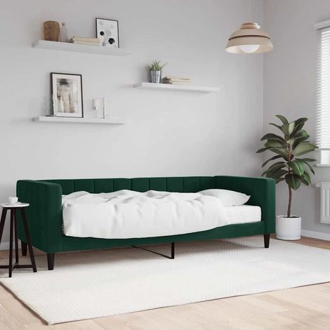 Tagesbett mit Matratze Dunkelgrün 80x200 cm Samt