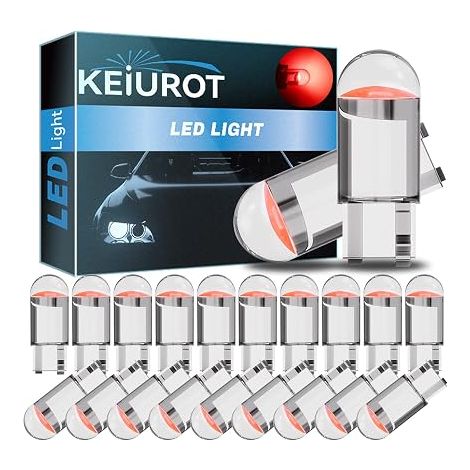 T10 501 LED Bulbs W5W 194 168 2825 Wedge Led Bulbs Car Red Dome Interior Map Door Light Led Bulb License Plate Bulbs DC12V 20PCS (1/5)