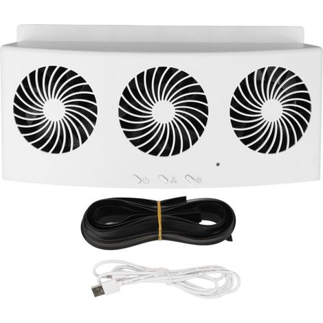 SJLERST Ventilateur d'échappement de voiture 4000 tr/min, 3 ventilateurs, 2 niveaux, faible bruit, bonne Dissipation de la chaleur, radiateur de voiture alimenté par USB, pour toutes les voitures (1/5)