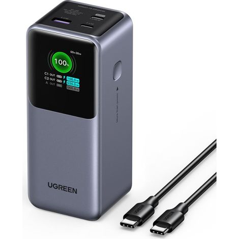 Batterie externe UGREEN Tower 20000 mAh 130W USB-C 100W Gris anodisé