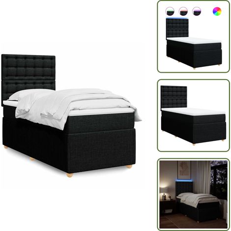 Boxspringbett mit Matratze Schwarz 90x190 cm Stoff - Boxspringbett - Boxspringbetten - Bett - Bettgestell (1/5)