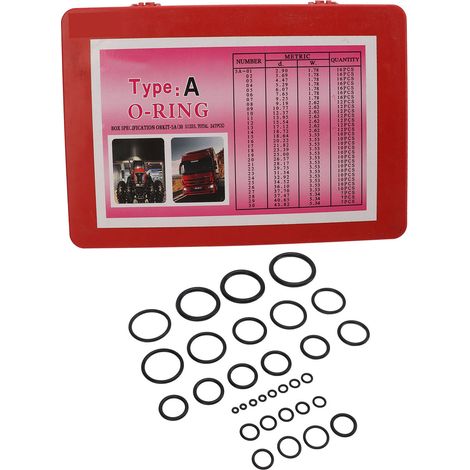 Kit de 347 joints toriques en caoutchouc, assortiment de rondelles et joints universels pour l'automobile, les canalisations, la robinetterie et les machines. (1/4)