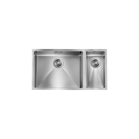 CM 012051.S0.01.2018 Filotop Lavello da incasso 2 vasche Acciaio inox AISI 304 18-10 con finitura Filoraggiato (81x45x19 cm) colore Inox satinato (1/5)
