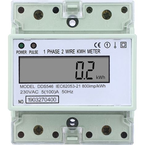 Compteur d'énergie électronique monophasé 230 V 5 A à affichage numérique LCD pour maison intelligente DDS546, montage sur rail (1/5)