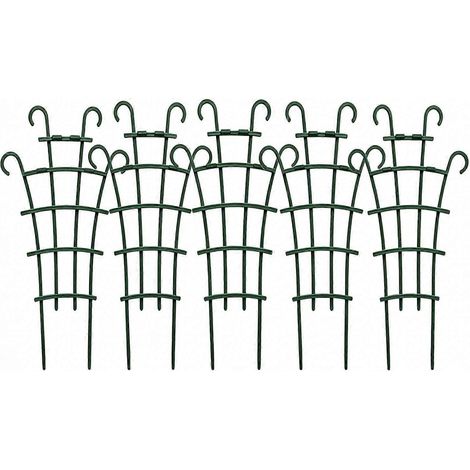 Treillis pour plantes grimpantes en pot, support de jardin empilable en plastique intérieur/extérieur, lot de 5 verts (1/5)