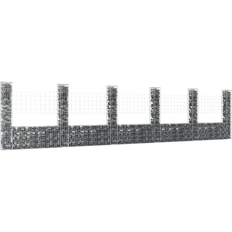 Panier de gabion en forme de U avec 6 poteaux Fer 620x20x150 cm (1/5)