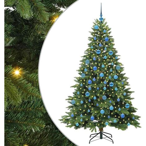 vidaXL Artificial Christmas Tree with 300 LEDs Green 180 cm PE and PVC