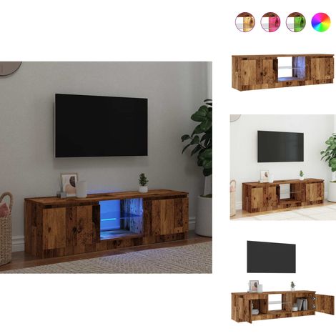 Meuble TV avec lumières LED vieux bois bois d'ingénierie - Meuble TV - Meubles TV - Support TV - Meuble Hifi (1/5)