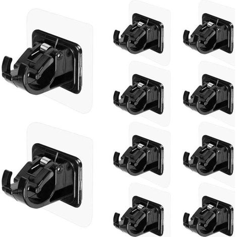 Lot de 10 supports de tringle à rideau auto-adhésifs – Installation sans perçage – Capacité de charge 3 kg – Pour surfaces lisses