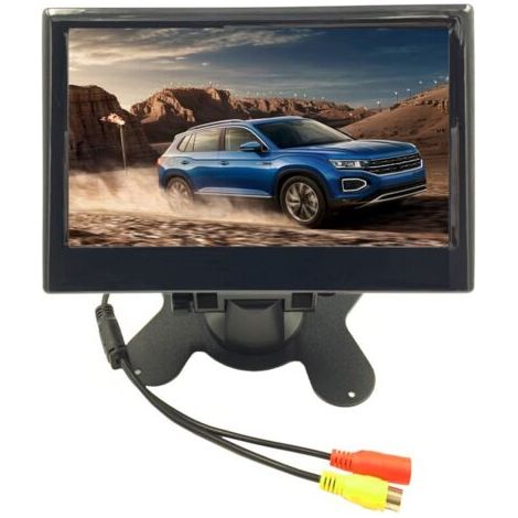 Moniteur de recul de voiture 7 pouces 12 à 24 V, grand angle de 170 degrés, écran LCD couleur HD, entrée vidéo bidirectionnelle pour camion, remorque, van, véhicules, caméra à trou rond (1/5)