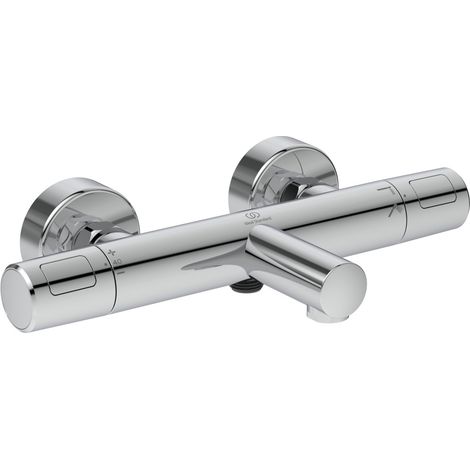 Ideal Standard Alero termostatico a parete per vasca, altezza bocca 163 mm, risparmio idrico, antiscottatura, attacco universale G-1/2, miscelatore per vasca di qualità – Cromo (315 x 181 x 70 mm) (1/4)