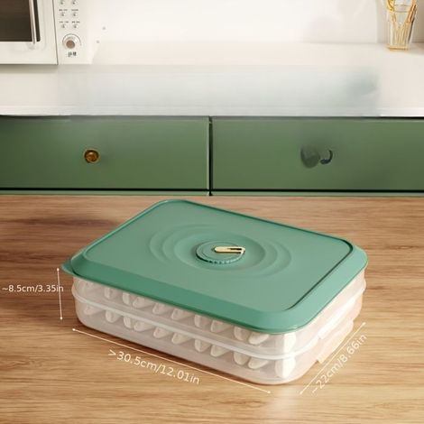 BelleRise - 1 x Boîte de rangement pour raviolis à 2 niveaux — Pour réfrigérateur et congélateur domestiques (Accessoire de cuisine) (1/5)