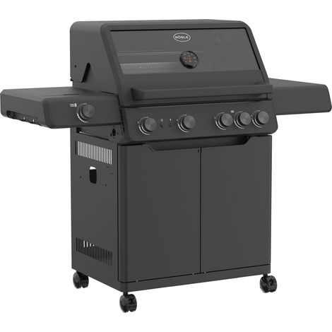 RÖSLE ALLFLAME Hero 4 Barbecue a gas, 4 bruciatori (3.5 kW ciascuno), PRIMEZONE, BACKBURNER, superficie di cottura 70 x 45 cm, griglie in ghisa, alluminio fuso, coperchio con inserto in vetro (1/5)