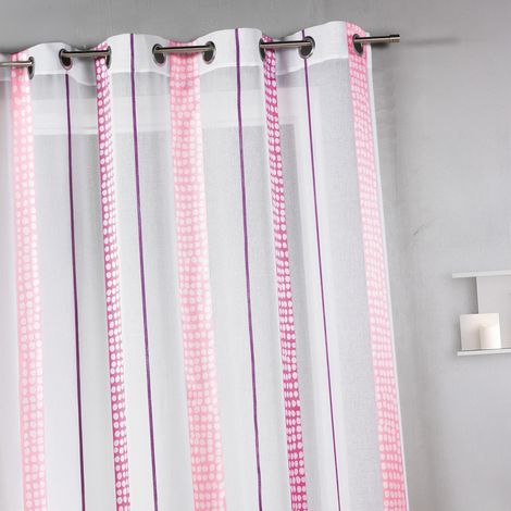 Voilage à rayures verticales à pois Rose Blush 140x260 cm