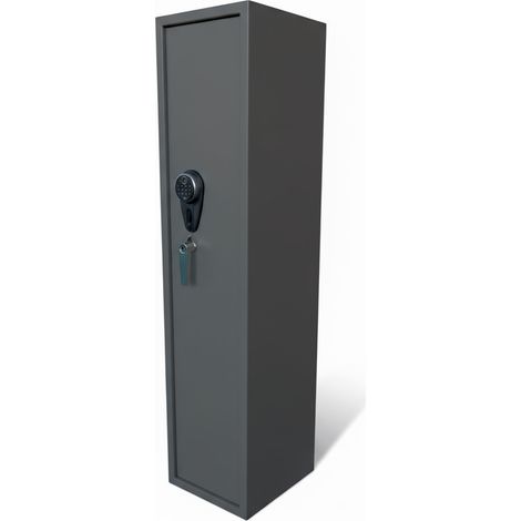 Armadio Blindato Portafucili Per Armi In Acciaio Con Serratura Digitale E Chiave Fuciliera Con Tasca Porta Oggetti Tesoretto Cassaforte Sicura 2 Posti 145x25x20 Cm Grigio Scuro (1/3)