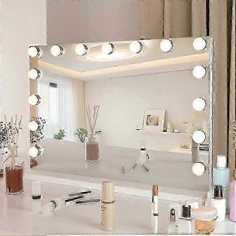 Miroir lumineux de maquillage Hollywood 58x45cm avec 15 LED 3 modes réglables chargement USB et (ampoules uniquement) 25-26 (1/4)
