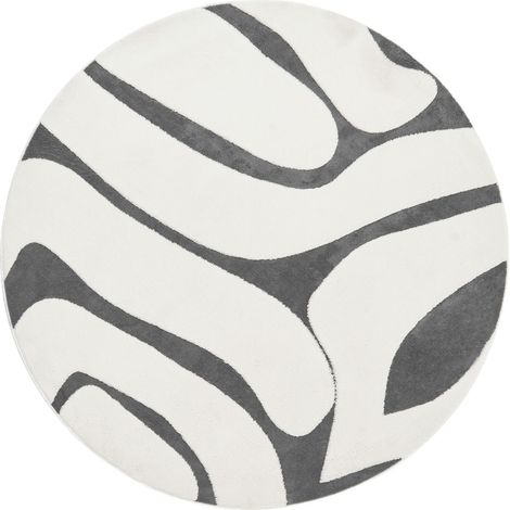 Tappeto Moderno da Soggiorno Rotondo Jacquard 160 x 230 cm a Pelo Alto Grigio e Bianco Hartz (1/5)